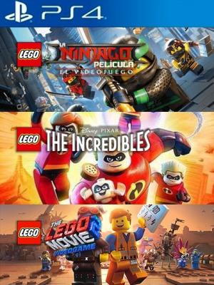 3 JUEGOS EN 1 LEGO NINJAGO Movie Video Game mas LEGO The Incredibles mas The LEGO Movie Videogame 2 PS4